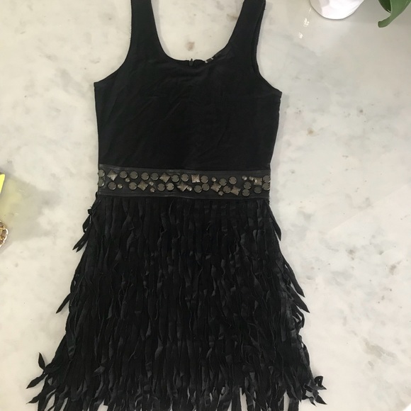 LITTLE BLACK DRESS w fringe - Picture 1 of 3